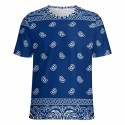 New Bule Bandana Print Sports T-Shirt