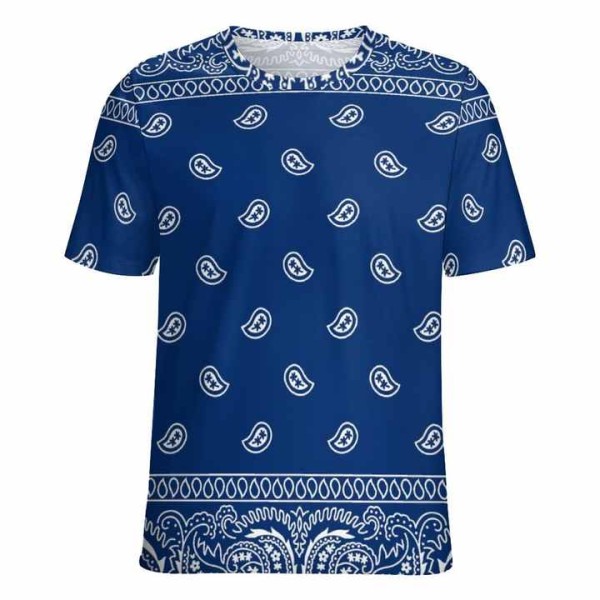 New Bule Bandana Print Sports T-Shirt