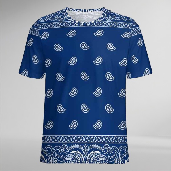 New Bule Bandana Print Sports T-Shirt