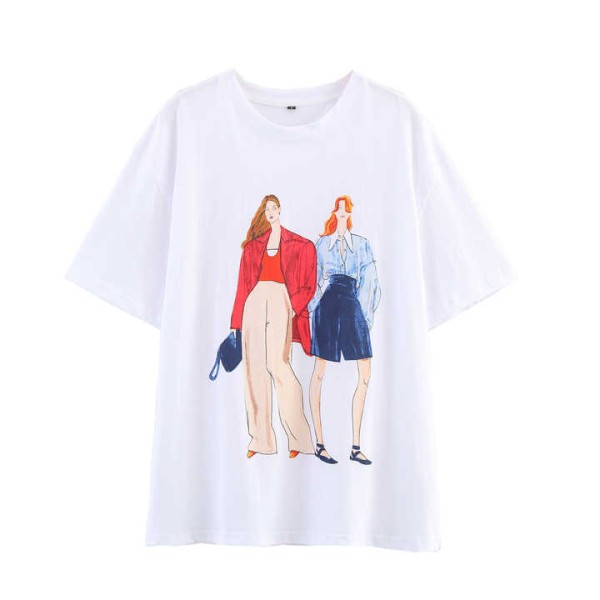 White Color Crew Neck Short Sleeve Front Print Casual Fashion t Shirt