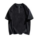 Oversized Zipper Neck T Shirt for Men - Techwear Cotton Streetwear Tee Style