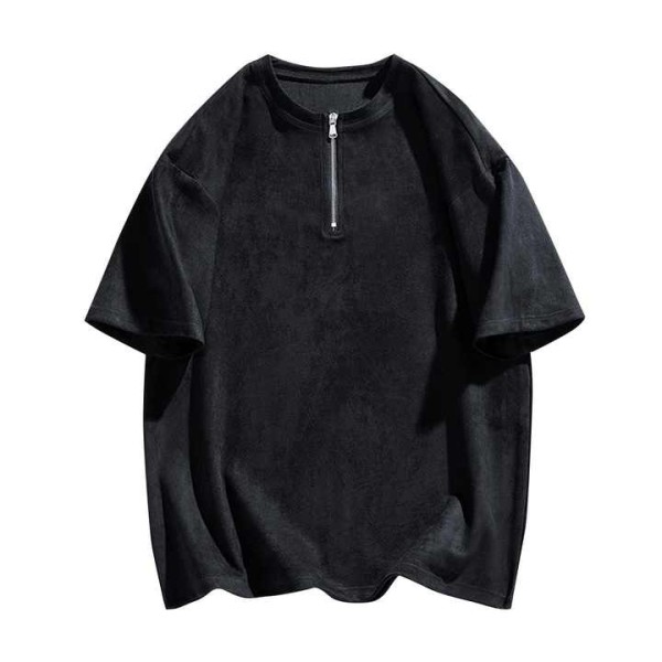Oversized Zipper Neck T Shirt for Men - Techwear Cotton Streetwear Tee Style