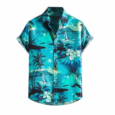 Design Men's Floral Satin Beach Shirts Breathable Fashion Wear for Plus Sizes