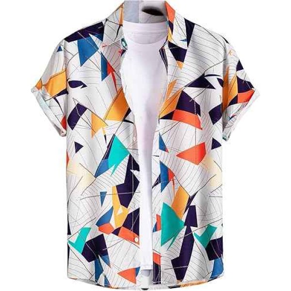 Design Quick Dry Slim Printed Button Vacation Hawaiian Short Sleeve