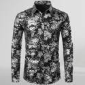 Men's Gold Floral Dress Shirt 3D Full Print Long Sleeve Button Down Shirts