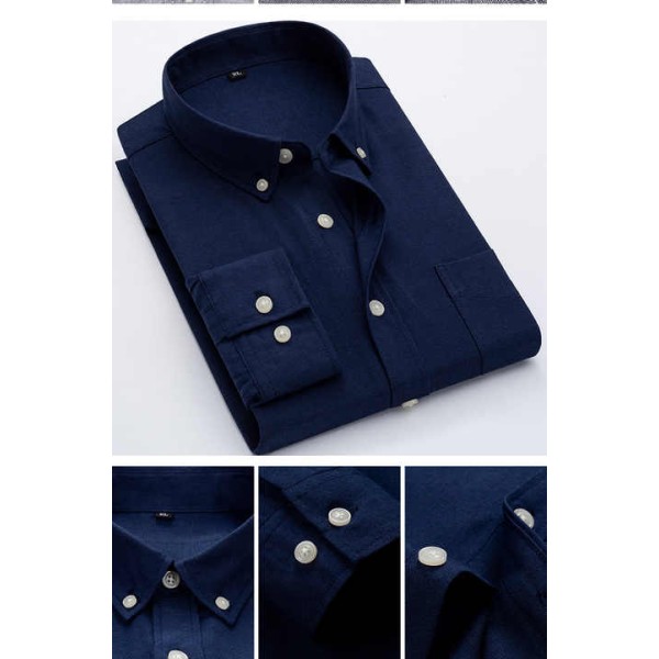 Men's Casual Business Cotton Oxford Shirt Simple Design