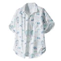 Sleeve Beach Hawaiian Shirt 100% Rayon Men's Button up Shirt