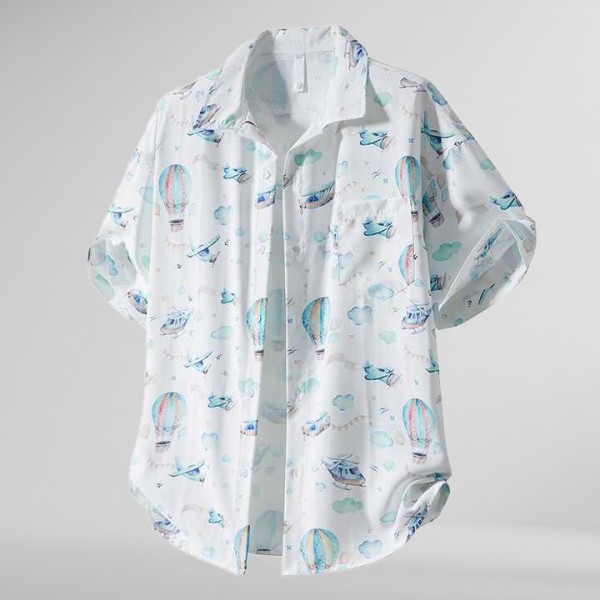 Sleeve Beach Hawaiian Shirt 100% Rayon Men's Button up Shirt