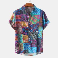 New Quick Dry Short Sleeve Shirt Summer Beach Shirts Men Printed Hawaiian Shirt