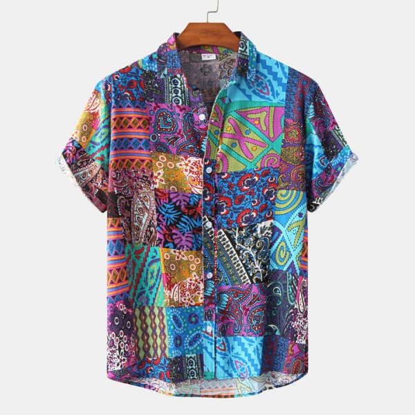 New Quick Dry Short Sleeve Shirt Summer Beach Shirts Men Printed Hawaiian Shirt