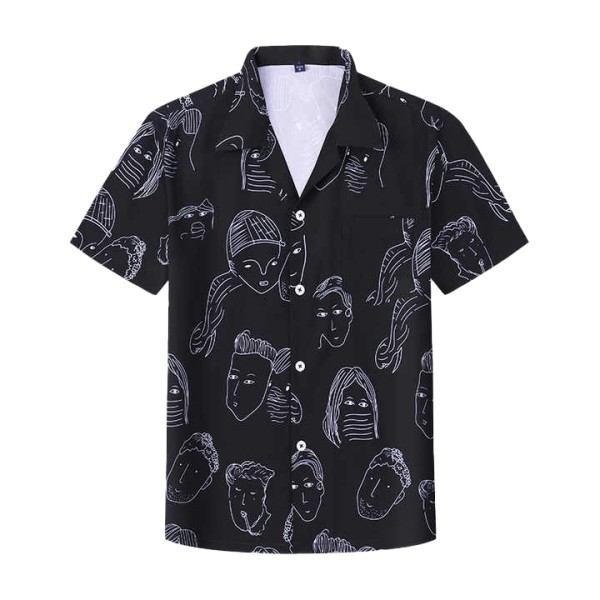 Vintage Hawaiian Shirts, Beach Short Sleeved Casual Button Printed Lapels