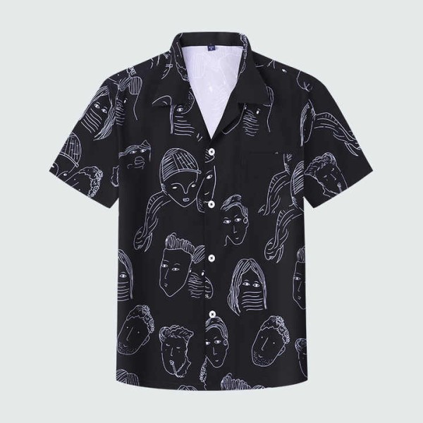 Vintage Hawaiian Shirts, Beach Short Sleeved Casual Button Printed Lapels