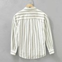 Men's Long Sleeve Button up Shirt Striped Casual Turn Down Collar Shirt