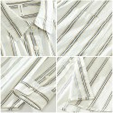 Men's Long Sleeve Button up Shirt Striped Casual Turn Down Collar Shirt