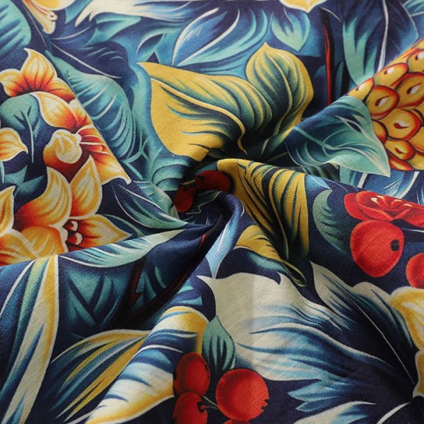 New Design Cotton Button up Short Sleeve Men'S Floral Print Beach Hawaiian Shirts