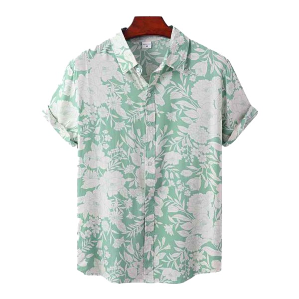 Trendy Summer Men's Oversized Floral Print Short Sleeve Shirt