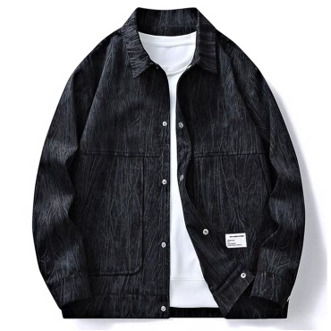 SampleBased Men's Premium Fashion Retro Print Windproof TurnDown Collar