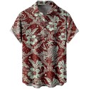 Casual Men's Summer Beach Shirt Short Sleeve Hawaii Print Surfing