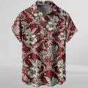 Casual Men's Summer Beach Shirt Short Sleeve Hawaii Print Surfing