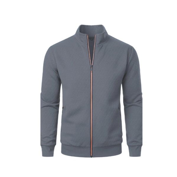 Casual Men's Zip Up Coat, Jacquard Hoodie for Spring and Winter Service Available