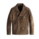 Men's Casual Vintage Faux Leather Jackets Autumn Winter Thick Lapel Zipper Jacket