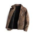 Men's Casual Vintage Faux Leather Jackets Autumn Winter Thick Lapel Zipper Jacket