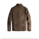 Men's Casual Vintage Faux Leather Jackets Autumn Winter Thick Lapel Zipper Jacket