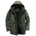 Men's Jacket Solid Color Casual Outwear Outdoor Windproof Parkas Cotton Clothess