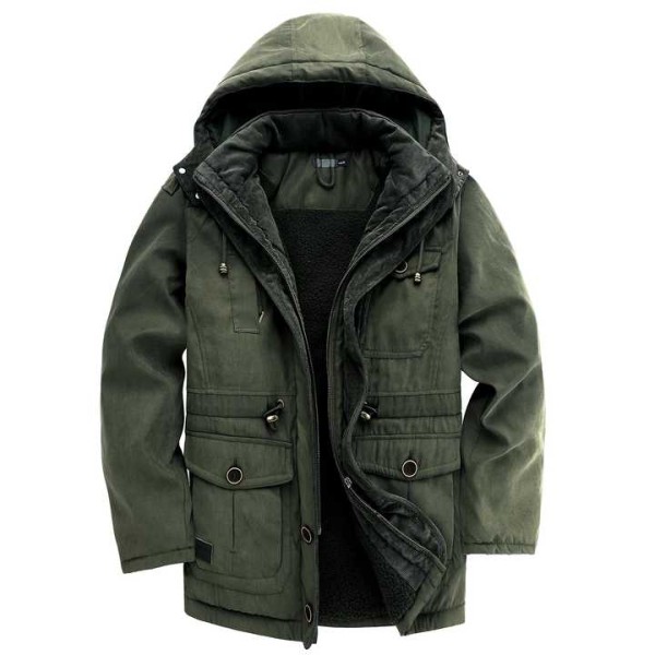 Men's Jacket Solid Color Casual Outwear Outdoor Windproof Parkas Cotton Clothess