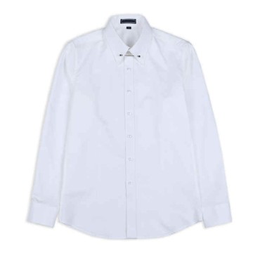 Gentleman Style White Dress Shirts Men Solid Color Slim Fit