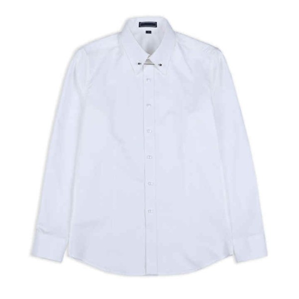 Gentleman Style White Dress Shirts Men Solid Color Slim Fit