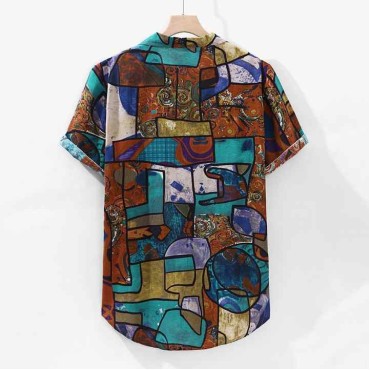 Casual Print Men Short Sleeve Loose Fashion Beach Hawaiian Shirts