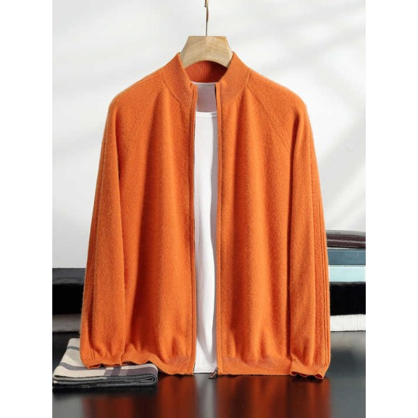 Men Knitted Cashmere Zip Cardigan Coat Winter Men's Wool Jacket Sweater