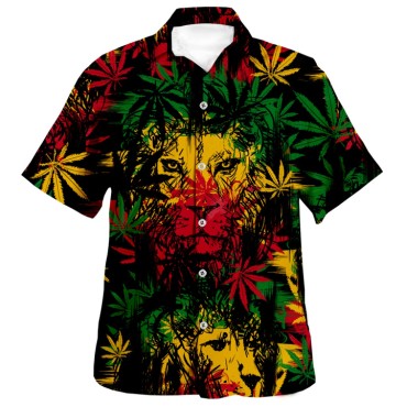 Digital Print Jamaica Lion Casual Beach Shirt
