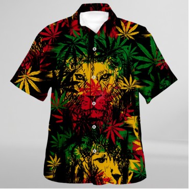 Digital Print Jamaica Lion Casual Beach Shirt