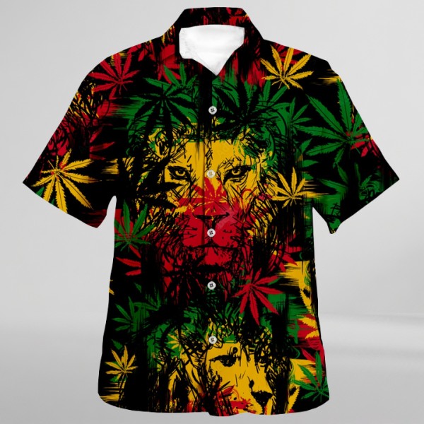 Digital Print Jamaica Lion Casual Beach Shirt
