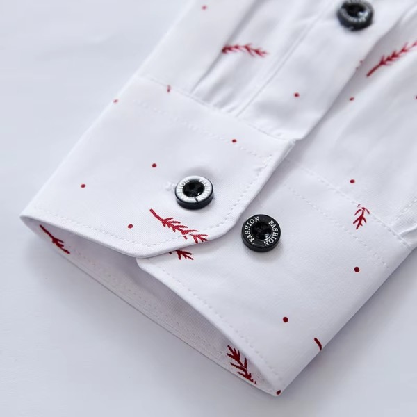 Men Cotton Polyester Casual Stand-up Collar Long Sleeve Shirt