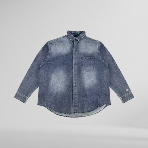 Men'S Long Sleeve Blue Shirts High Quality Button up Shirts Cotton Casual Shirt