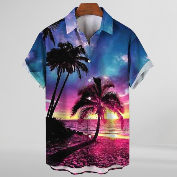 Summer Hawaiian Shirts for Men 3D Print Seaside Beach Vacation Shirt