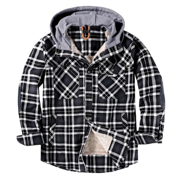 Men's Outdoor Casual Vintage Long Sleeve Plaid Flannel Button Shirt Jacket