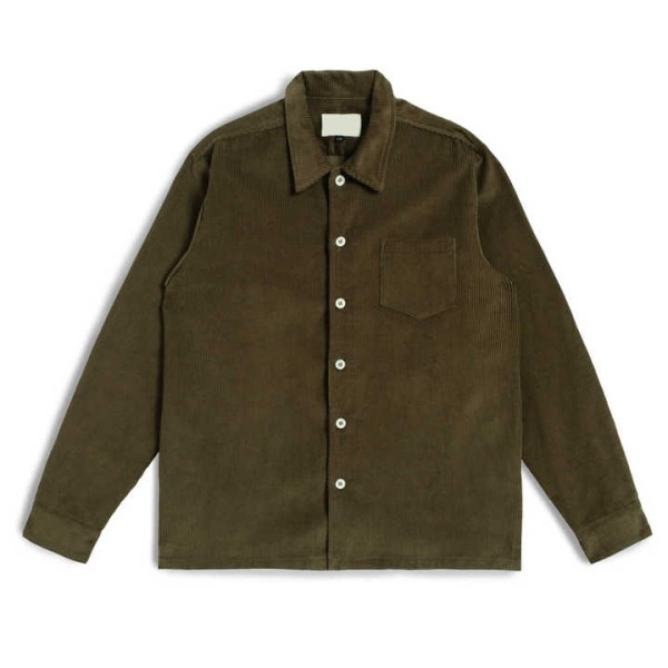 Corduroy Leisure Shirt for Men Long Sleeve Plaid Shirts 100% Cotton