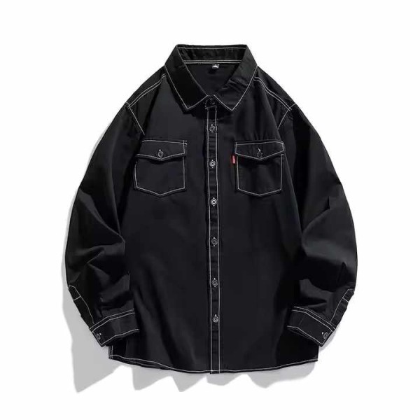 High Quality Men's Vintage Striped Shirt Casual Cotton Formal Work Fishing