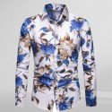Printing Casual Slim Fit Men Shirts High Quality Hawaii Casual Long Sleeve Shirt