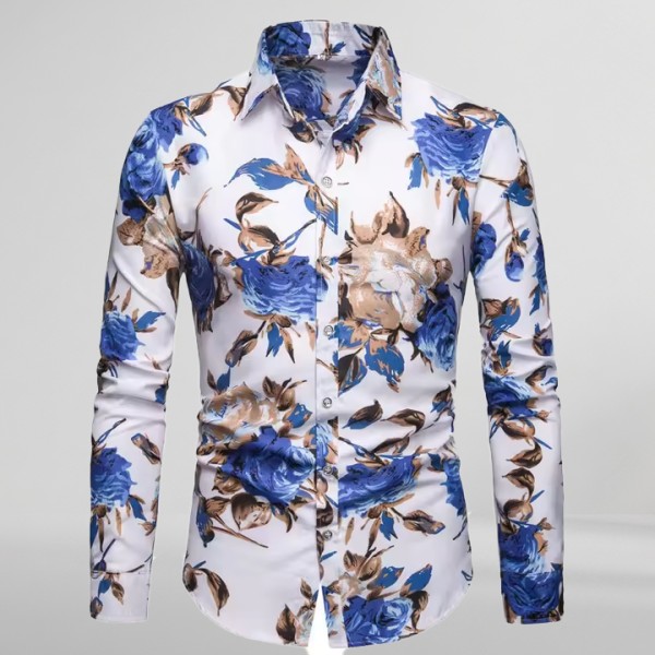 Printing Casual Slim Fit Men Shirts High Quality Hawaii Casual Long Sleeve Shirt