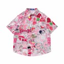 Hawaiian beach cartoon full printed short sleeve shirt