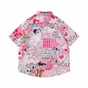 Hawaiian beach cartoon full printed short sleeve shirt