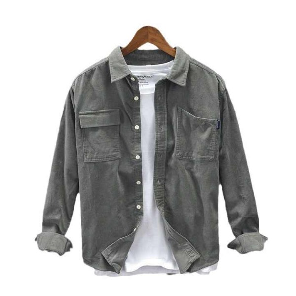 Autumn Spring Men's Style Corduroy Jacket New Youth Long-Sleeved