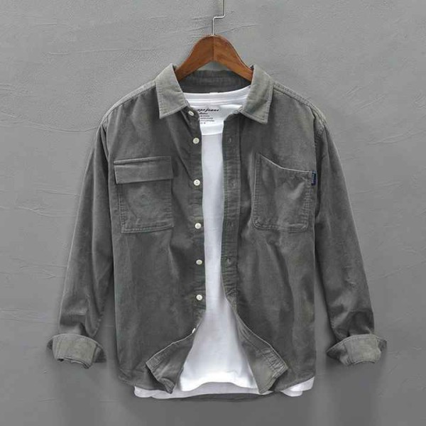 Autumn Spring Men's Style Corduroy Jacket New Youth Long-Sleeved