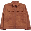 Leather Work Jackets Winter Men's Thick Coats Brown Plus Size Quilted