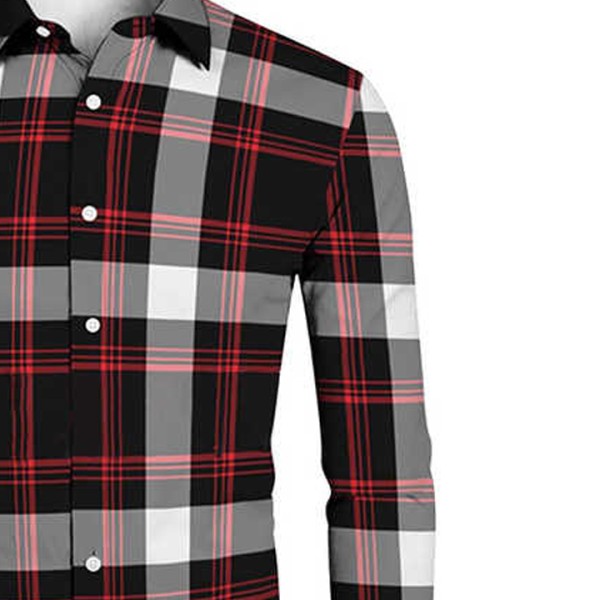 Hot Selling Classic Men's Shirt Long Sleeve Striped Geometric Shirt
